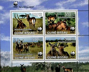 Гвинея Биссау, 2008, Антилопы, WWF, 4 марки в блоке